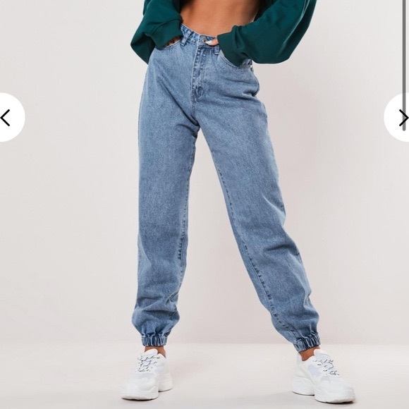 Missguided Pants - Blue riot high waisted jogger mom jeans